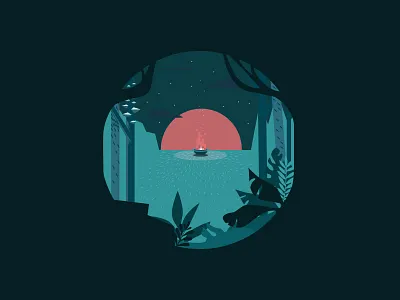 swampy swamp dawn design fire forest green illustration landscape nature stars sun sunset swamp vector