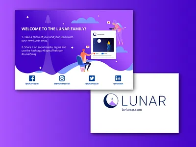 Lunar Swag Card || Branding branding card design expect the moon illustration infographic lunar moon socialmedia space stars swag typography vector