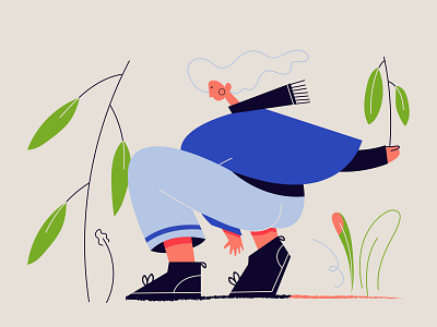 Flower Picking Girl bright character colour design draw flat design flower fun girl illustration line nature outdoors person styleframe vector woman