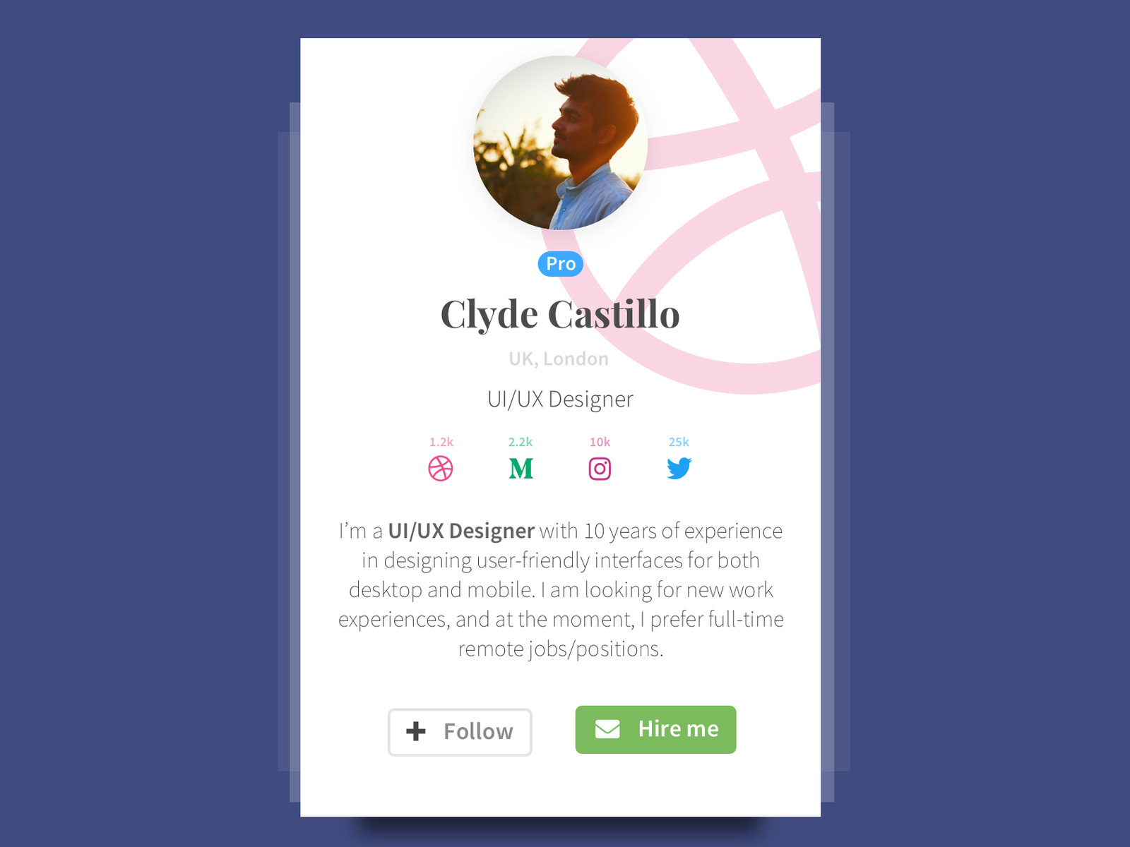 Dribbble profile card by Shahnawaz Ahangar on Dribbble
