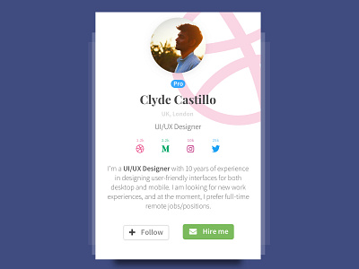Dribbble profile card card card design cards clean designer dribbble minimalist profile profile card simple ux ui web design