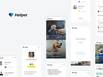 Helper crowdfunding donation fundraising help minimal mobile payment progress responsive ui ux web website