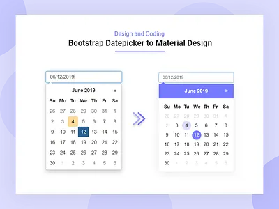 Bootstrap Datepicker To Material Datepicker Design adobe xd adobexd bootstrap bootstrap 4 box design calendar calendar app calendar design calendar ui card design datepicker dropdown material design minimalist