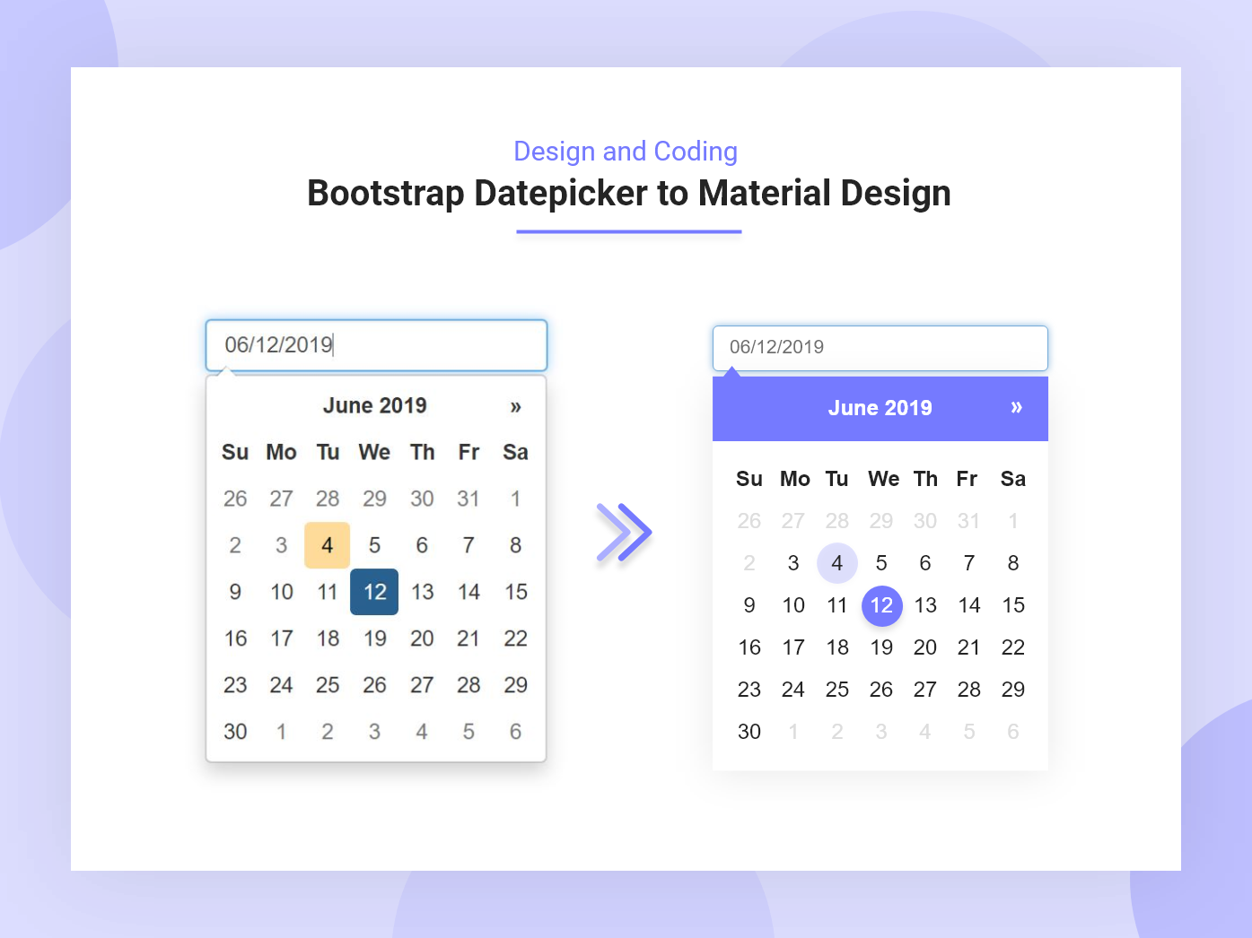 Bootstrap Datepicker To Material Datepicker Design by Kiran Acharya on ...