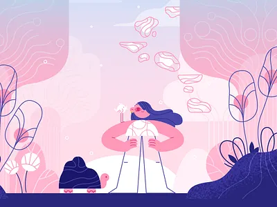 Early bird 🌸 character design flat girl illustration nature product team ui vector