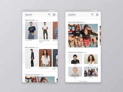 Apparel App 1 android android app android app design app apparel concept design flat gallery minimal mobile mobile app mobile app design mobile design mobile ui modern ui ux