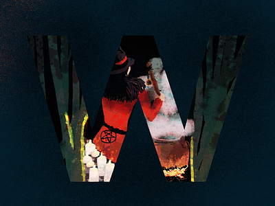 W for witch 36days w 36daysoftype art artwork creative digitalillustration illustration illustrationoftheday letter letterforms type typography w witch