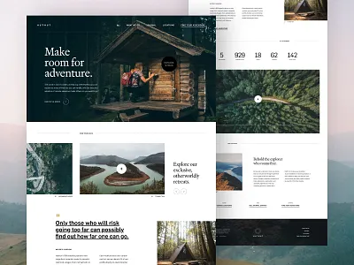 HutHut Adventures #1 - Landing adobe xd adventure colour contrast design editorial grid landing layout minimal photography travel traveling typography ui ux vector video web design website