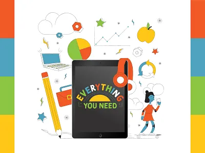 Everything You Need blue brochure digital doodles green illustration illustrator red orange yellow