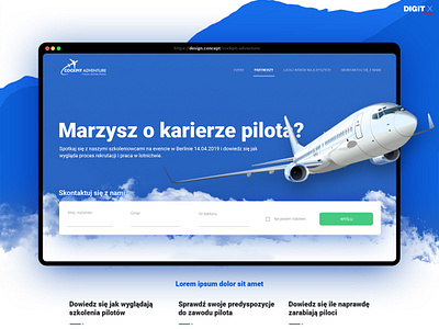 Concept - CockpitAdventure airplane designthinking digitx interactiondesign interface landing landing page design layout redesign sky ui user experience user interface webdesign website