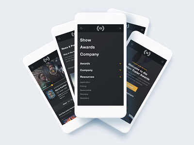 Golden Trailer Awards V dark ui helvetica neue landing page mobile menu mobile ui movies player streaming app video
