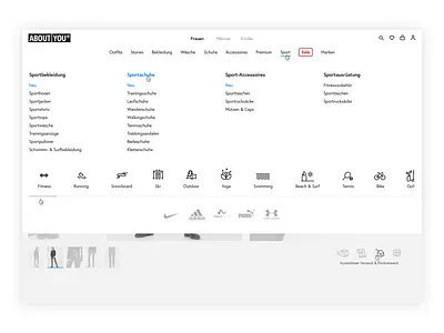 About You Navigation Online Store clothing design menu navigation online shop online store ui ux visual ui