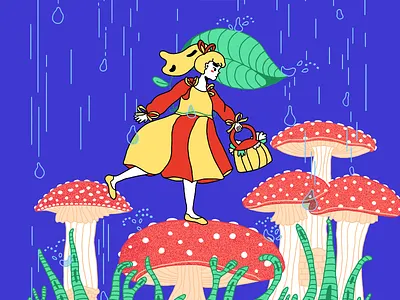 Amanita Muscaria character design drawing illustration line art