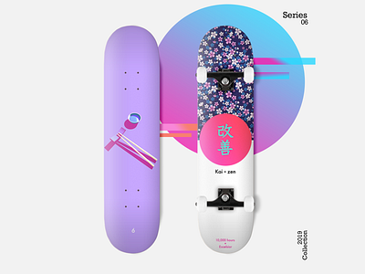 Skateboard: Skate Decks - Series 06 blue chopsticks flowers gradient kaizen pink purple purple gradient skateboard skateboard deck skateboard design