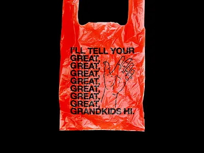 Hi brutalism design environment graphic hello illustration line minimal plastic plastic bags red satire type typography
