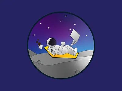 Professionally Casual astronaut badge design expect the moon illustration lunar moon space stars vector