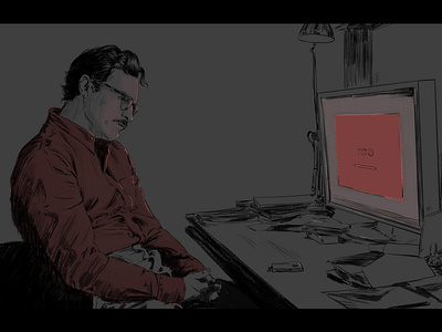 Her blackandwhite brush brushes digitalart digitalartwork drawing fanart graphic her illustration illustrator joaquin phoenix line drawing lineart movie red scenes sketch sketches