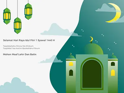 Selamat Hari Raya Idul Fitri 1 Sawal 1440H design dribbble illustration lebaran