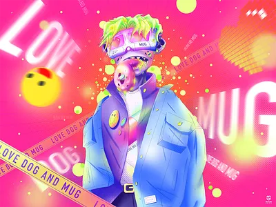 MUG AS A DOG color colorful cool cute cyberpunk design fasion illustration style young