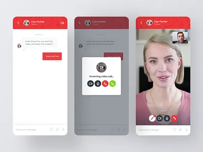 Video call on the website app chat design ui incoming mobile omnize red uxdesign video call web chat widget
