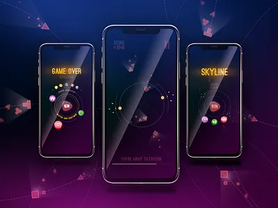 Skyline - iPhone X Mock-up 2d art 2d game design game art game design game play hit game hyper casual game iphone mockup iphonex mobile game ui