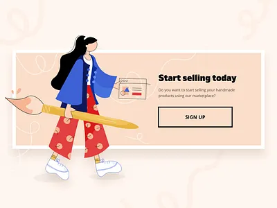 Marketplace design exploration artist branding ecommerce girl illustration marketplace seller shopping typography ui design vector