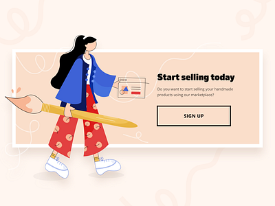 Marketplace design exploration artist branding ecommerce girl illustration marketplace seller shopping typography ui design vector