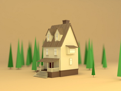 森林小屋-C4D临摹练习 c4d copying exercise