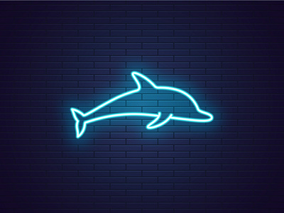 Neon Dolphin blues dolphin dolphinarium glowing icon illustration light neon sign silhouette vector