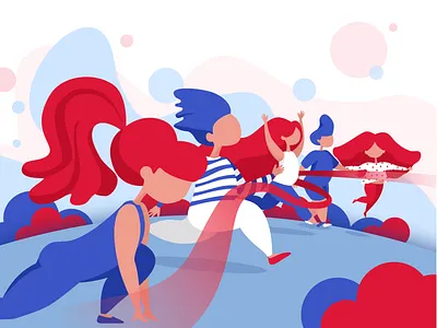 Running children illustation blue character children competition flat illustraion kids marathon people red run running sport vector