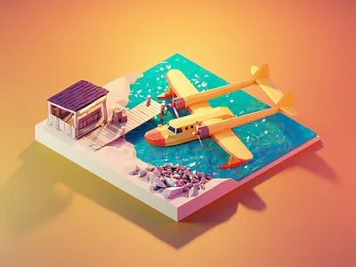 Tale Spin 3d blender design diorama disney fanart illustration isometric low poly lowpoly lowpolyart model render seaduck talespin