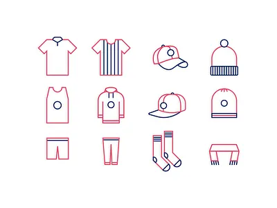 Sportswear icons branding cap clothes icon icons pictogram socks sport sportwear symbol tshirt
