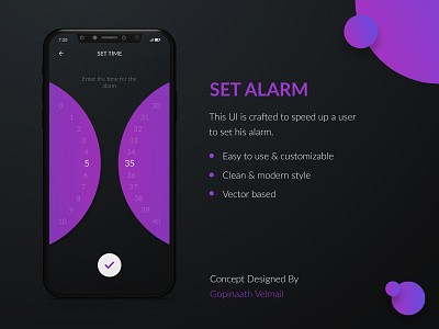 Dribbble Set Alarm alarm dark theme alarm wheel alarm