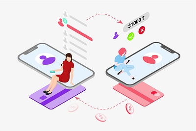 Mobile App Request For Transfer Features Isometric appdesigner customillustrations developer illustration isometric mobile app redesign request transfer ui ux webdevelop webdevelopers webdeveloping webdevelopment