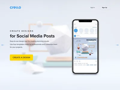 Crello welcome screen design illustration ui ux web website