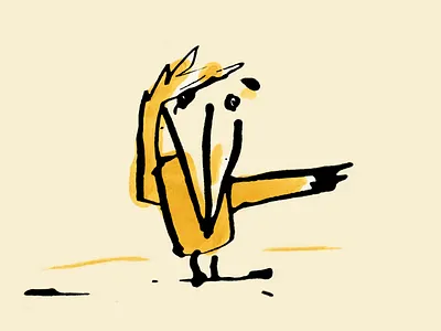 This way, please -character design birds design illustration ink on paper