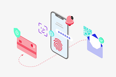 Mobile App Security Features Isometric appdesigner customillustrations developer illustration isometric mobile app redesign security ui ux webdevelop webdevelopers webdeveloping webdevelopment
