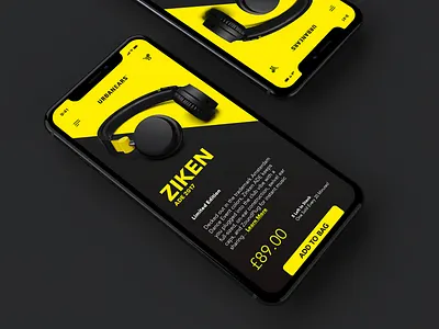 Urbanears Headphones Concept checkout colours contrast design headphones mobile music sketch typography ui ux web website yellow