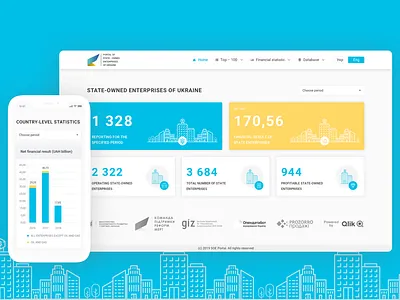 Portal of the state-owned enterprises analyze database design economic enterprises finance financial financial app graphic illustraion investors logo state statistic table trade ui ux vector