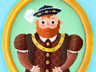 Portrait of a King app beard blue childrens childrens illustration education educational frame gold illustration king royalty