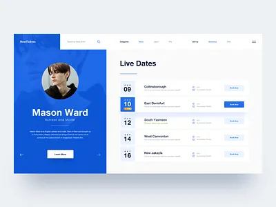 Nowtickets :: Live Dates artist clean clean ui clean web design clean website concept desktop freebie lives product design tickets tour tranmautritam ui ui design ux web web design website website concept