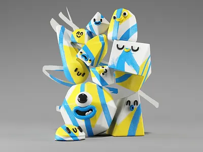 Uno 3d character character design design friends fun illustration kids render shapes