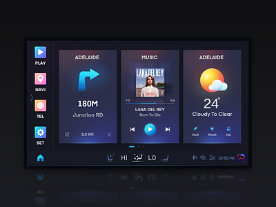 Central control system HMI car dashboard hmi music ui weather