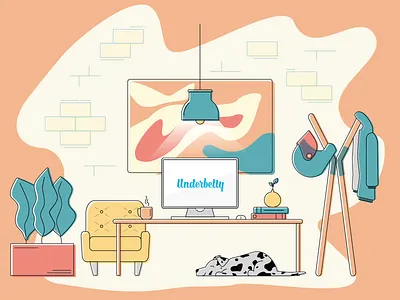 New Workspace for Designers and Devs computer desk creative design design art design studio designer desk furniture art graphic design illustration illustrator inspiration interiordesign line art officespace vector workspace workstation