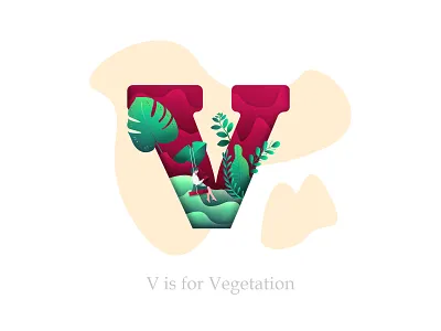 Vegetation colorful design gradient design graphic graphic art green hanging illustration leaves modernism nature photoshop tree tropical tropical leaves ux v logo v shape vector vegetation