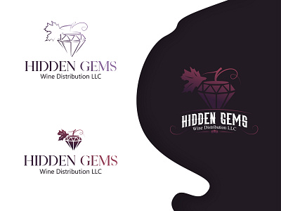 HiddenGems art brand identity branding design dribbbble flat gems gems logo grapes logo graphic graphic art illustracion logo magenta shot typography vector wine wine distribution wine logo