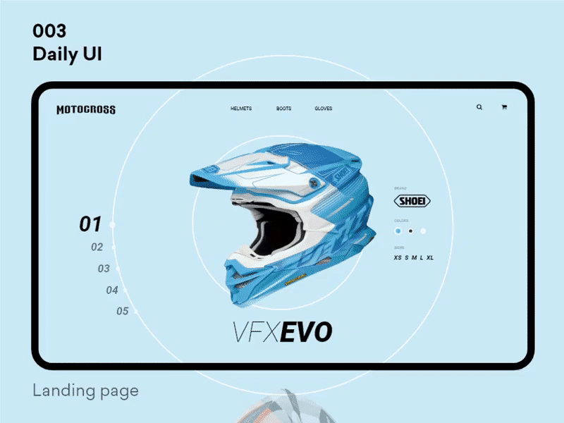 Landing Page 003 Daily UI adobe xd adobexd daily ui free download helmets interaction ios landing page mockup motocross template ui kit ux design webdesign website design
