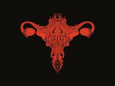 Death Metal Uterus apple pencil art artwork black black metal death metal drawing feminism feminist illustraion ipad metal ovaries procreate red tshirt design uterus