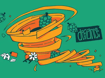 Defiance Brewing Co. Illustration Detail beer beer art beer can beer label branding craft beer design drawing hops illustration ipa kansas logo poster tornado vector