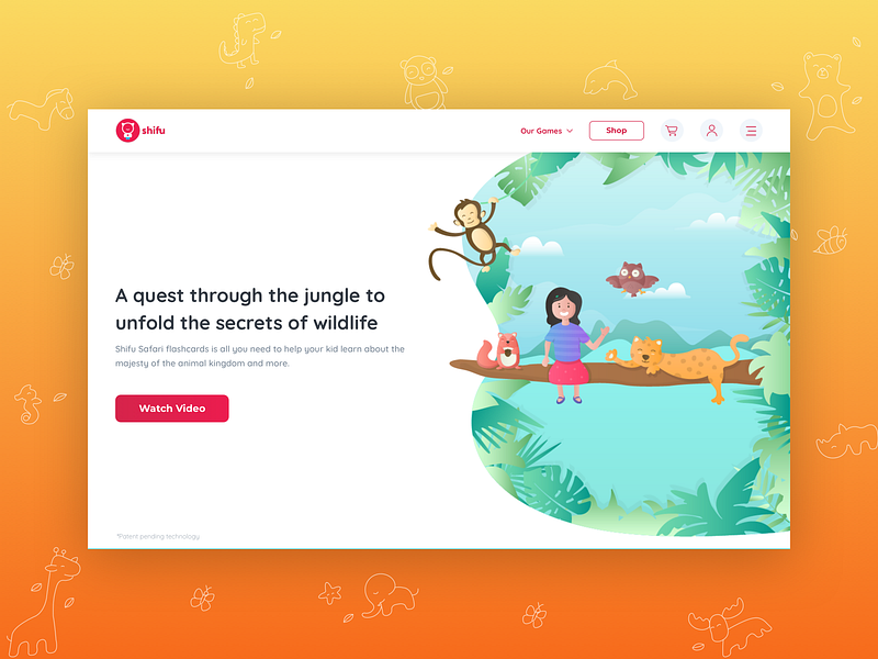 Shifu Safari - Landing Page animals augmented reality design first fold gradient illustration landing page learning procreator safari sketch typography ui ui ux ux website
